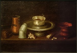 ココアカップのある静物 作： Juan de Zurbaran