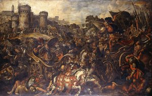 トロイの外でヘクターと対決するアキレス、 作： Juan de la Corte