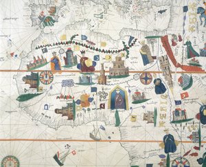 フアン・デ・ラ・コサ作「アフリカと地中海盆地の詳細」海図 作： Juan de la Cosa