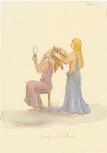 中世の貴婦人が髪を梳く様子（2004年 作： Judith Dobie