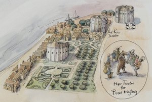 ホープ・シアター、ローズ・シアター、グローブ・シアター（ロンドン、サザーク）、c1647 2016年 作： Judith Dobie