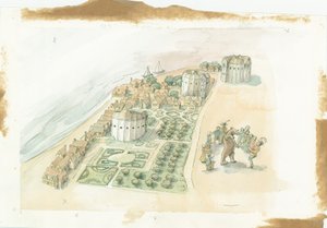 ホープ・シアター、ローズ・シアター、グローブ・シアター（ロンドン、サザーク）、c1647 2016年 作： Judith Dobie