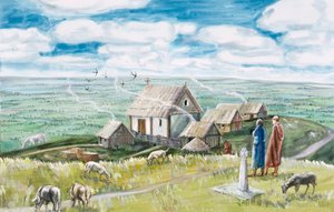 修道院の集落、グラストンベリー トール、11 世紀、1990 ～ 2010 年 作： Judith Dobie