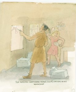 2003 年の Julia のモザイク フロアのデザインを描くマスター クラフトマン。