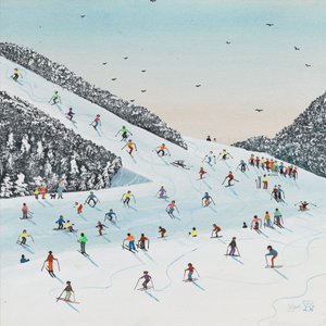 ダウンヒルラン（紙にガッシュ） 作： Judy Joel