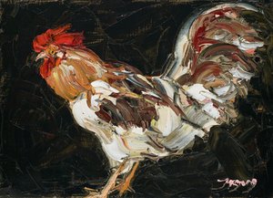 鮮やかなインパストの雄鶏 作： 