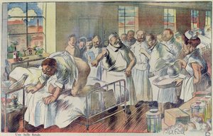 「美しいフィスチュラ」医療従事者をからかう似顔絵、「L&39;Assiette au Beurre」からの漫画、1902