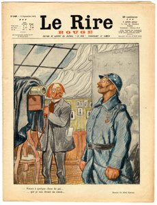 カラーで風刺を効かせた「The Red Laughter」の表紙 作： Jules Abel Faivre