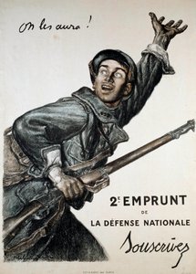 第一次世界大戦（1914-1918）：アベル・フェーヴル（1867-1945）による国民ローンのポスター。兵士が "We