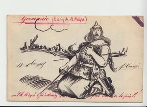 ポストカード、カラーの風刺的なもの 作： Jules Abel Faivre