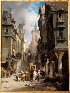 1830年のモーレイ通り ジュール・アシール・ノエル（1815-1881）の絵 1830年 カンペール、ボザール美術館
