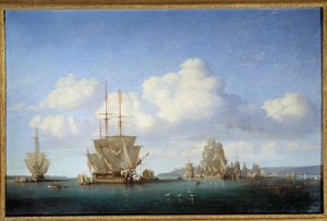 La rade de Brest in 1844 ジュール・アシール・ノエル（1815-1881）による絵画 1844年 ルーアン、ボザール美術館 作： Jules Achille Noel