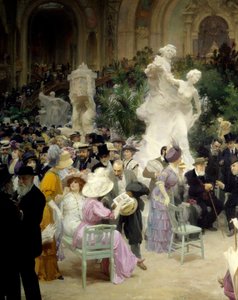ベルエポック：パリのグランパレで開催された美術展での「フランス芸術家サロンの金曜日」モンダナイト。詳細。ジュール・アレクサンドル・グリュン（1868-1934）1911年ルーアンの作品。美術博物館 作： Jules Alexandre Gruen or Grun