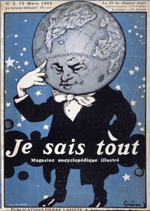 考えている地球儀 - 考えている地球儀 - 1905年3月15日の「Je Sais Tout」に掲載 - イラスト：ジュール・グラン 1868-1938年 作： Jules Alexandre Gruen or Grun