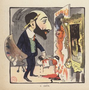 フランスの画家・イラストレーター、ジャン＝アレクサンドル・グルンの自画像（カラーリトグラフ