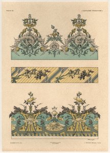 花柄、「ファンタジーの装飾品」からの版44、ジローの彫刻、ジュール・ルアム発行、パリ、Librairie de l&39;Art、1887年（カラー彫刻）