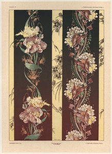 花、「ファンタジーの装飾品」のプレート21、ジローの彫刻、ジュールルーアムの出版、パリ、Librairie de l&39;Art、1887年（カラー彫刻）