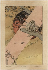 サル、「ファンタジーの装飾品」のプレート4、ジローの彫刻、ジュール・ルアムの出版、パリ、Librairie de l&39;Art、1887（カラー彫刻）
