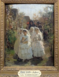 ジュール・ブルトン（1827-1905）作「クーリエの初聖体」（厚紙に油彩