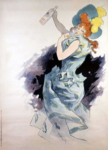 ジュール・シェレによる「デュボネ」の広告ポスター（ボトルを持った女性 作： Jules Cheret