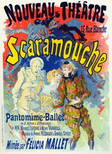 アートエンターテイメント。フェリシア・マレのバレエ「スカラムーシュ」。ジュール・シェレによるポスター、フランス、1895年頃（ポスター