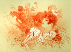 舞踏会にて - ジュール・シェレ（1836 - 1932）のドローイング（三国志） - 若い女性とダンサー - ダンス - 個人蔵