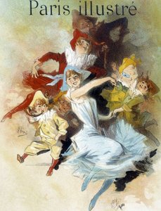 ボールマスク。シェレ（19世紀後半）が新聞「Paris illustrious」に掲載されたカーニバルのために描いたもの。 作： Jules Cheret