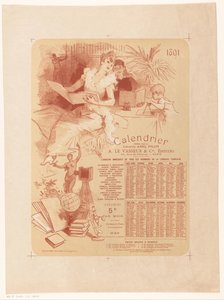 書店 Abel Pilon と出版社 A. Le Vasseur & Cie の 1891 年のカレンダー 作： Jules Cheret