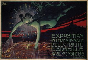 1908年に開催された電気の国際博覧会のポスター 作： Jules Cheret