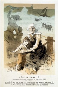 1890年6月14日にトロカデロ宮殿で開催された難破船員家族救済協会のためのチャリティー祝賀会のポスター - ジュール・シェレ著「ポスターの巨匠たち」より 作： Jules Cheret