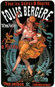 ジュール・シェレ（1836-1932）のフォリー・ベルジェール1874年のポスター - エアロバティック作品、バレエ、パントマイム、オペレッタ、ダンス、ダンサー、ミュージックホール（音楽堂）、ゲイのパリ、夜のパリ-。