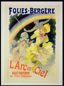 フォリーベルジェールによって提示されたバレエパントマイム「The Rainbow」の宣伝ポスターの複製、1893年