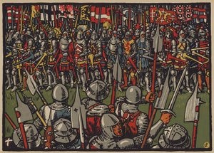 1386年7月9日、ゼンパーチの戦いにおけるスイス人のオーストリア人に対する勝利（カラーリトグラフ