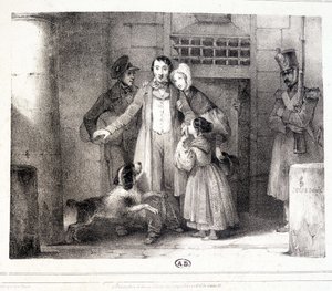 刑務所を出て家族と再会した男（1830年頃 作： Jules David