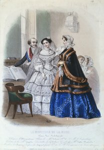 ウェディングドレス、ルモニテュールデラモードのファッションプレート、1854年 作： Jules David