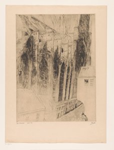 ゲントのシント・ニクラス教会の側面のファサードの眺め Eglise St. Nicolas Gand (オブジェクトのタイトル) Rue du Chapeau Rouge a Gand 作： Jules De Bruycker (signed by artist)