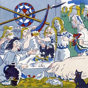 Festin（ガリア人の宴会）、ジュール・デパキのフランス史「La Gaule et les Gauls」より 作： Jules Depaquit