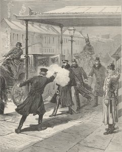 ミハイル・ロリス＝メリコフ伯爵の暗殺。 Le Monde Illustré、1880年より。 作： Jules Descartes Férat