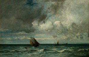 Barks Fleeing Before the Storm」（187075年）。 作： Jules Dupré