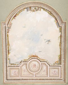 騙し絵の空が描かれた天井のデザイン（19世紀後半クリエイター。ジュール＝エドモンド＝シャルル・ラシェス、ウジェーヌ＝ピエール・グーデ。 作： Jules Edmond Charles Lachaise and Eugène Pierre Gourdet