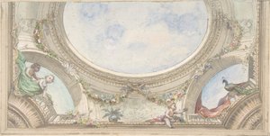 オテル・ド・トレヴィーズのダイニングルームのだまし絵の天井のデザイン、1850-1910年制作者：Jules-Edmond-Charles Lachaise, Eugène-Pierre Gourdet. 作： Jules Edmond Charles Lachaise and Eugène Pierre Gourdet
