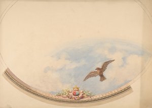 雲と飛翔する鷲を描いた天井のデザイン 19世紀後半クリエイター。ジュール＝エドモンド＝シャルル・ラシェス、ウジェーヌ＝ピエール・グーデ。 作： Jules Edmond Charles Lachaise and Eugène Pierre Gourdet