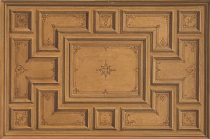 装飾された天井のデザイン（1840-97年）。クリエイター。ジュール＝エドモンド＝シャルル・ラシェス、ウジェーヌ＝ピエール・グーデ 作： Jules Edmond Charles Lachaise and Eugène Pierre Gourdet