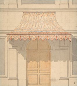 ムーア様式のドアの上の日よけのデザイン（1830-97年）。クリエイター。ジュール＝エドモンド＝シャルル・ラシェス、ウジェーヌ＝ピエール・グーデ。 作： Jules Edmond Charles Lachaise and Eugène Pierre Gourdet