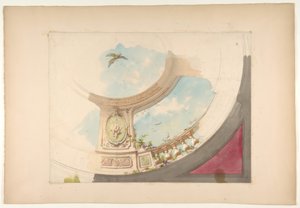 トロンプルーユの欄干と空のある天井のデザイン 作： Jules Edmond Charles Lachaise