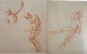 アメリカのインディアン：「Etude de horalier indien」Drawing a la sanguine ジュール・エミール（Jules-Emile）・サンタン（1829-1894）作 19世紀 ブレランクール、フランス・アメリカ美術館蔵 作： Jules Emile Saintin