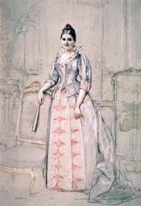 価値のあるドレスを着たカルノー夫人の肖像 作： Jules Emile Saintin