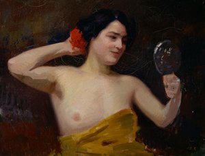女性ヌード（鏡を持つ女性）