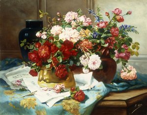 花と楽譜のある静物、1877年頃