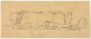 1800年代、墓地に横たわる死んだキリストのスケッチ。 作： Jules Eugene Lenepveu